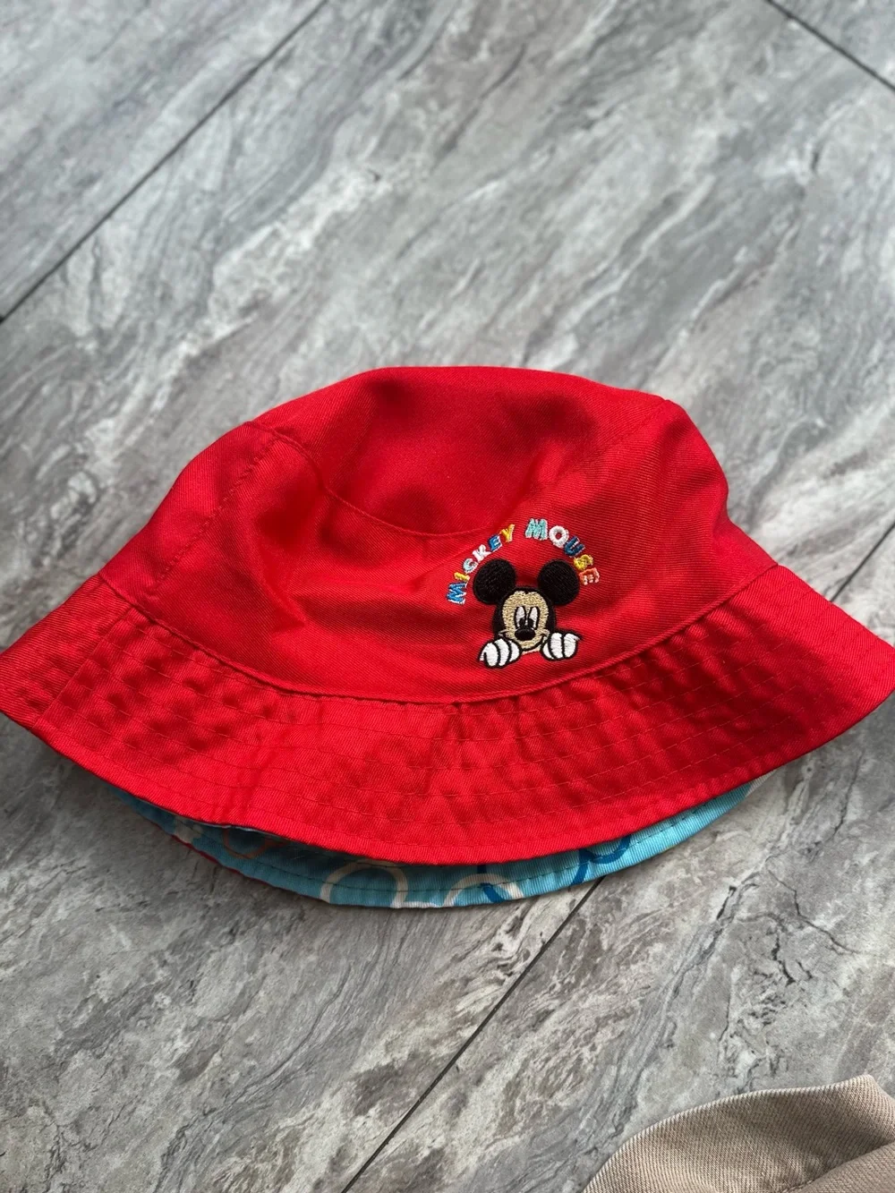 Disney Mickey Mouse Kids Reversible Bucket Hat Red Blue Embroidered Sun Hat 0002